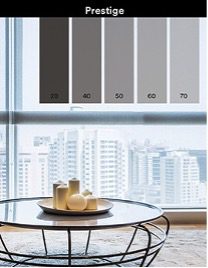 Image showing different levels of Prestige solar window film tint, from 29 up to 70